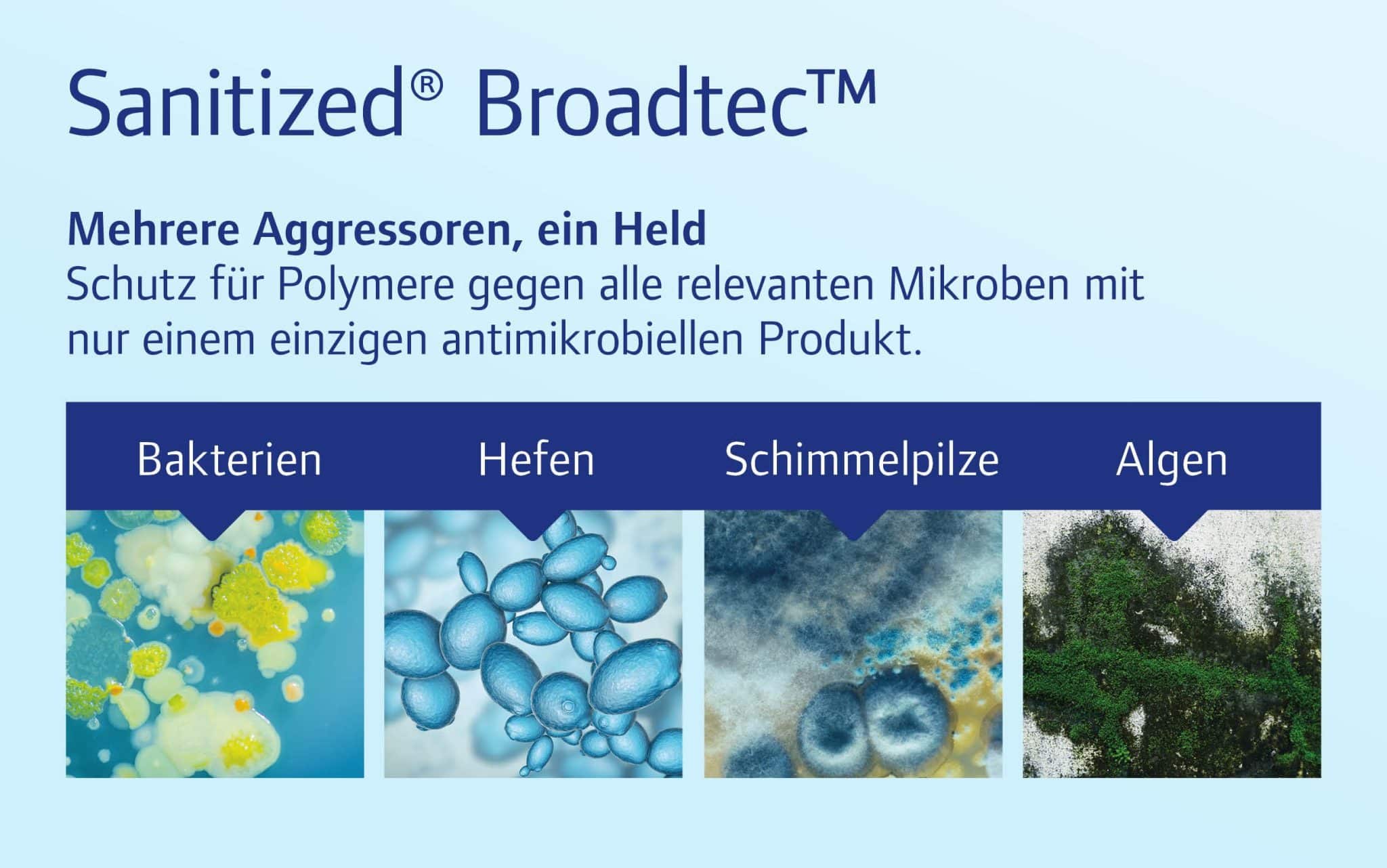 Die Sanitized Broadtec Produktfamilie schützt Polymerprodukte vor Mikroben. | Foto: Sanitized AG